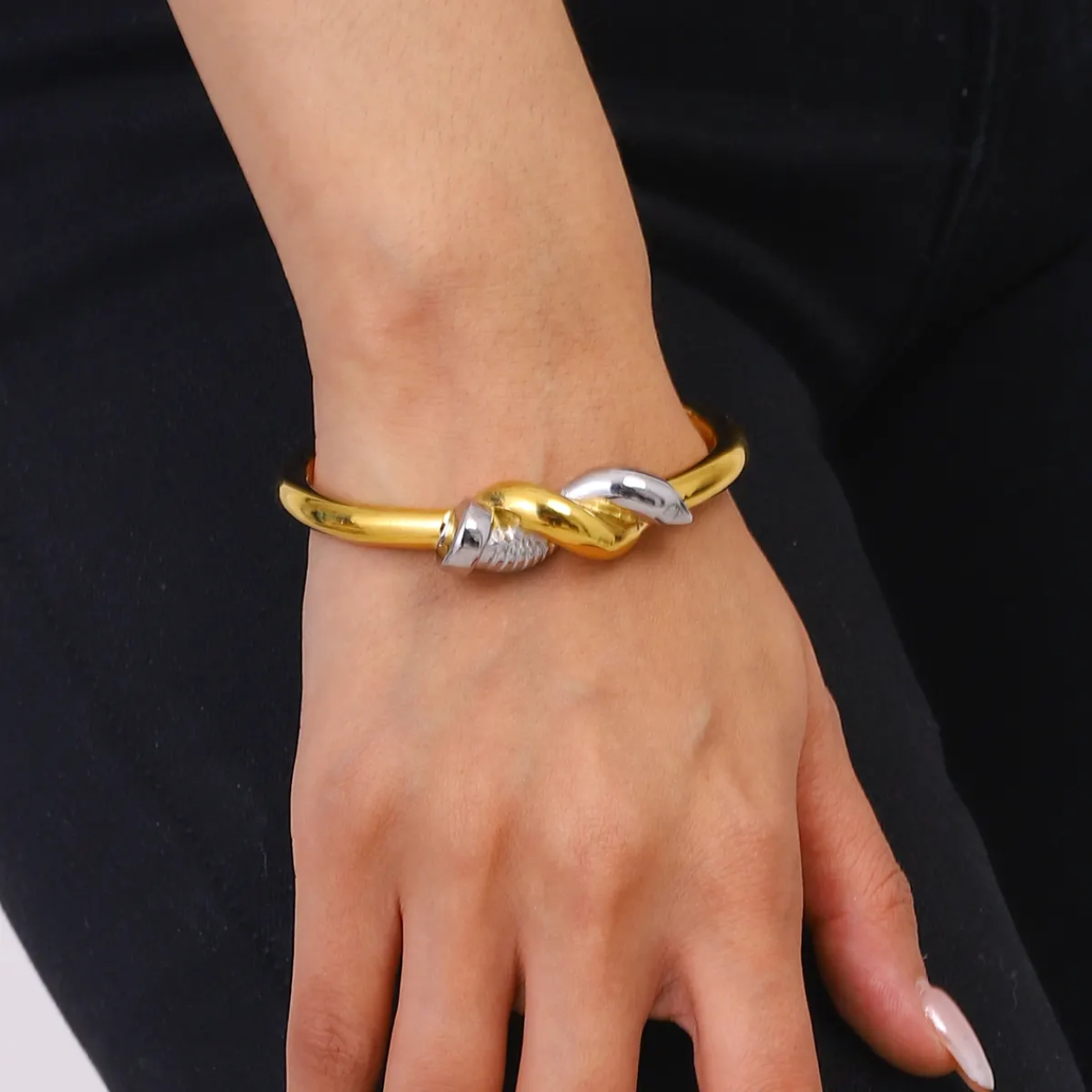 Dual Tone Knot Nail Bracelet