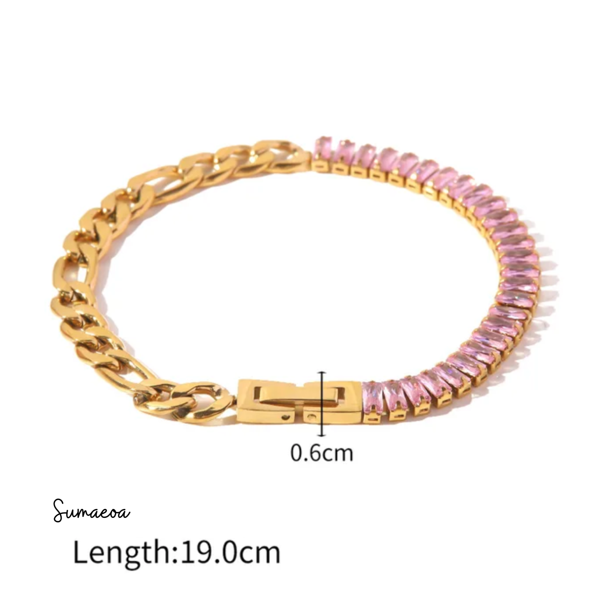 Pink Crystal Tennis Chain Bracelet