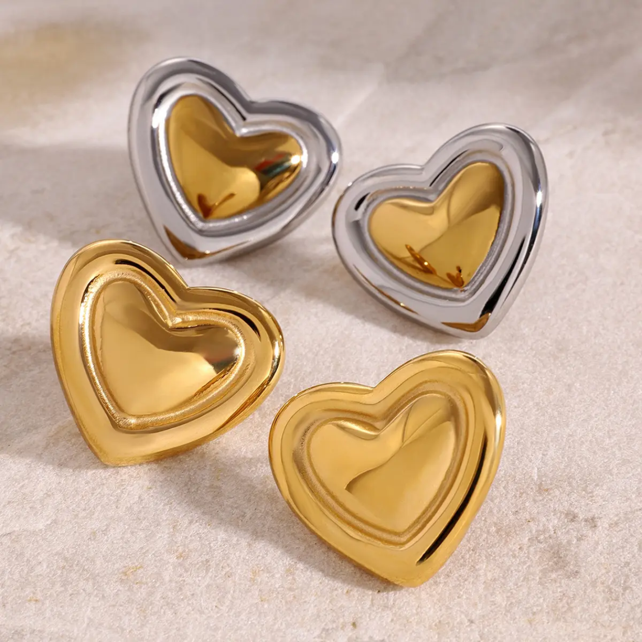 Golden Heart Stud Earrings – Minimal Luxe Statement