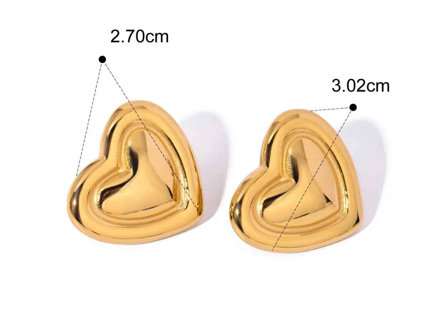 Golden Heart Stud Earrings – Minimal Luxe Statement