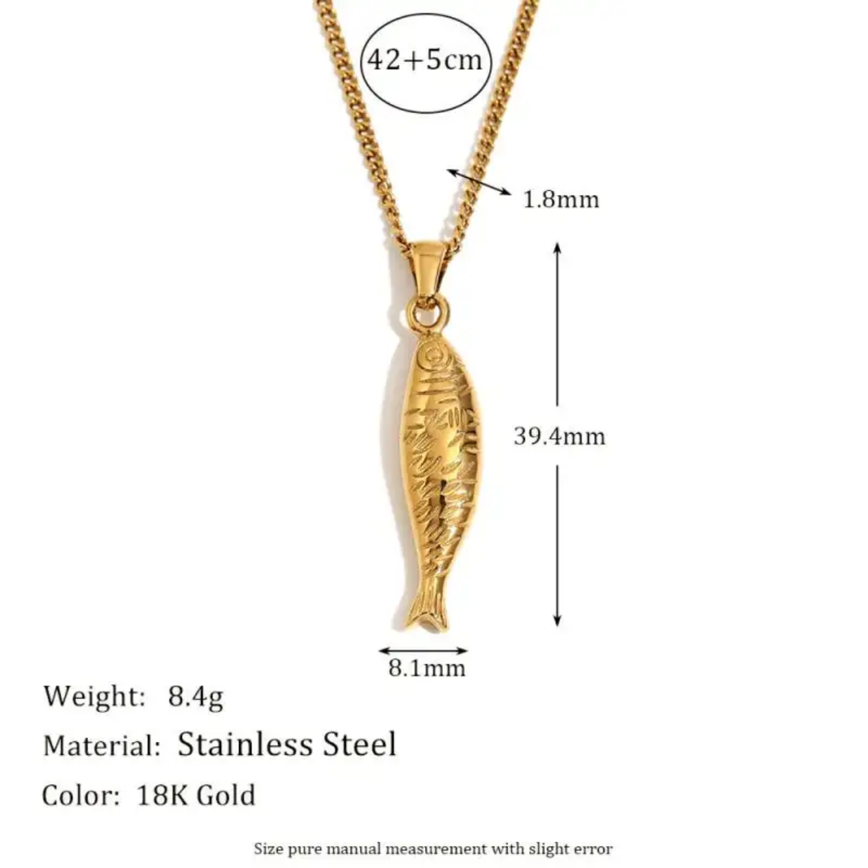 Fish Pendant Necklace – 18K Gold-Plated -Beach essential