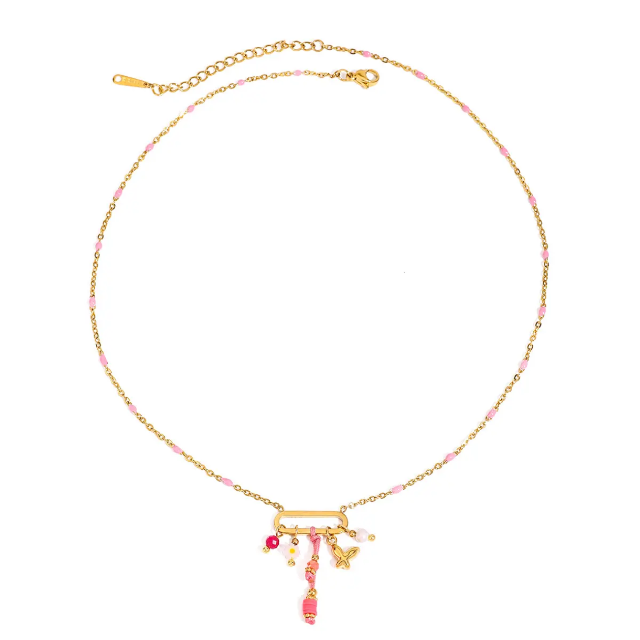 Boho Pink Trinket Multi charm necklace