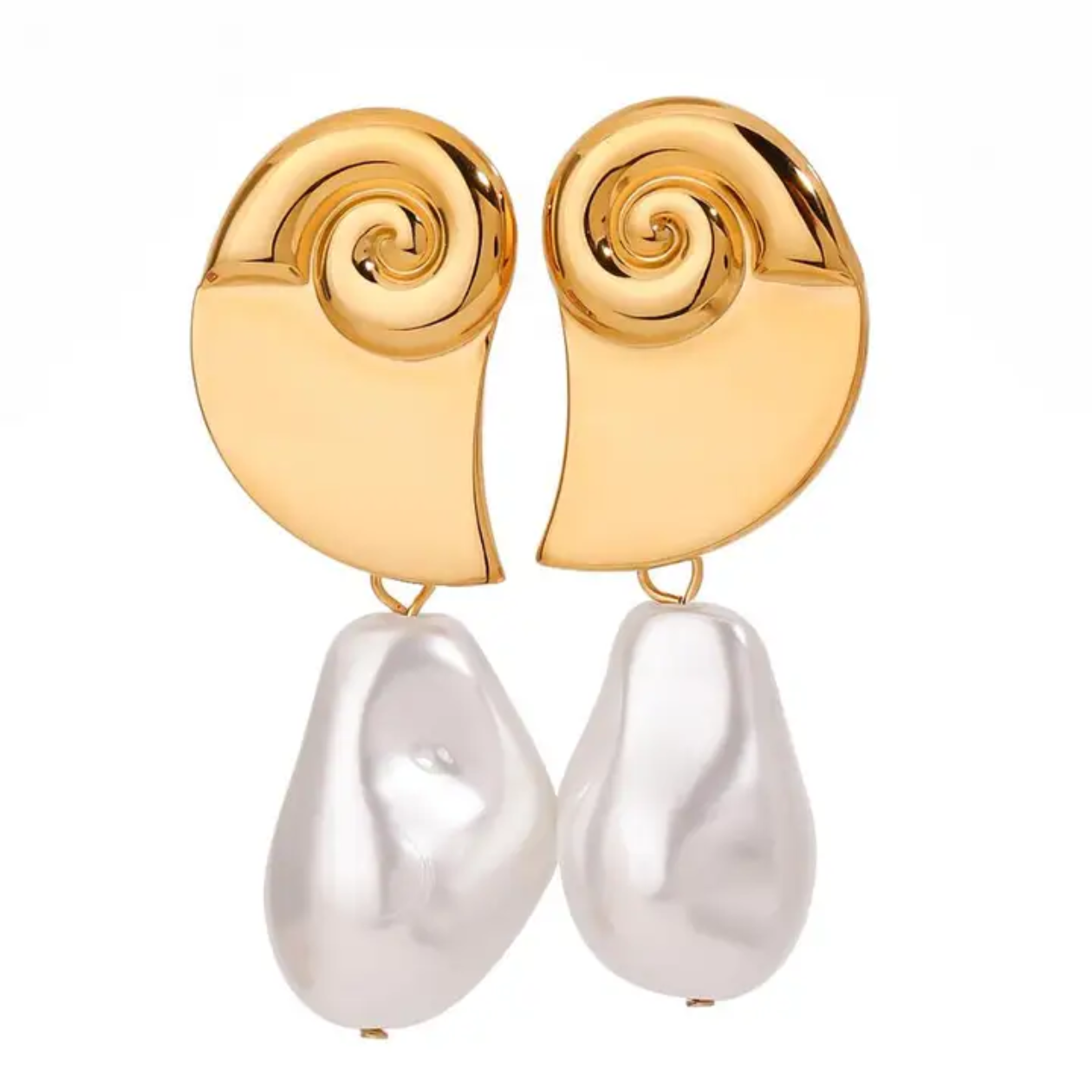 Nautilus Drop- Real 18k gold plated Earrings
