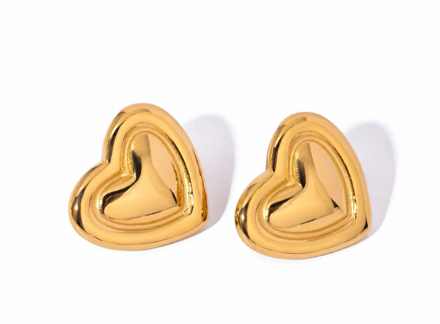 Golden Heart Stud Earrings – Minimal Luxe Statement