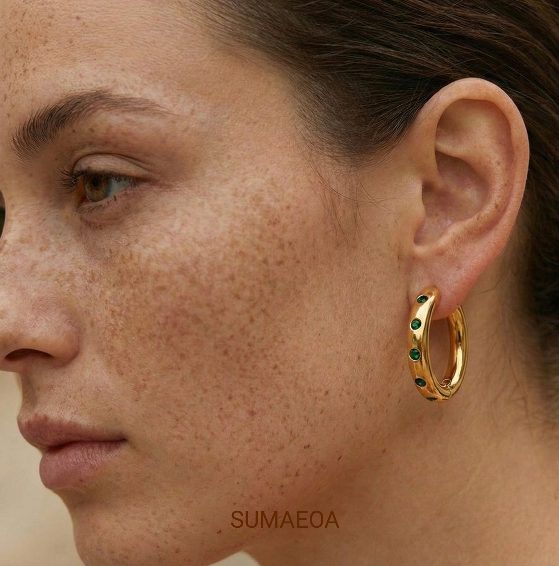 Le Green Code Hoops - 18k PVD gold plated