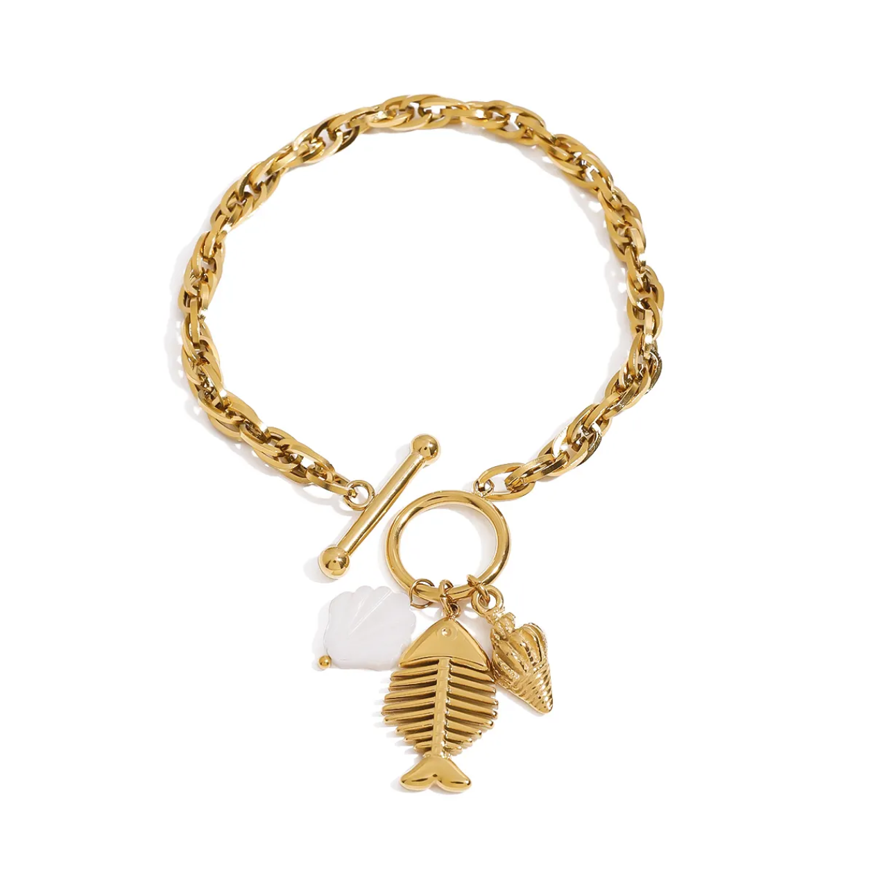 Millie Fish Charm Bracelet  - 18k PVD gold plated