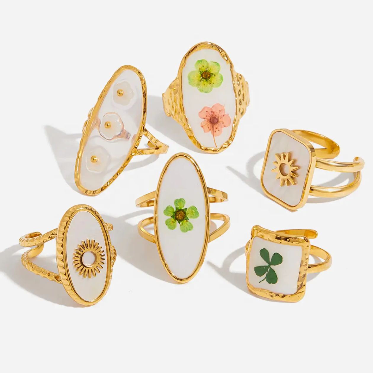 Lucky Charm - Green Clover Adjustable Ring