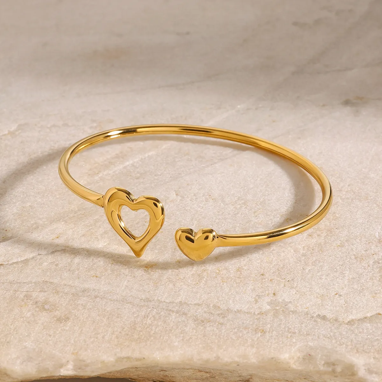 Robin - Heart Charm Cuff Bracelet