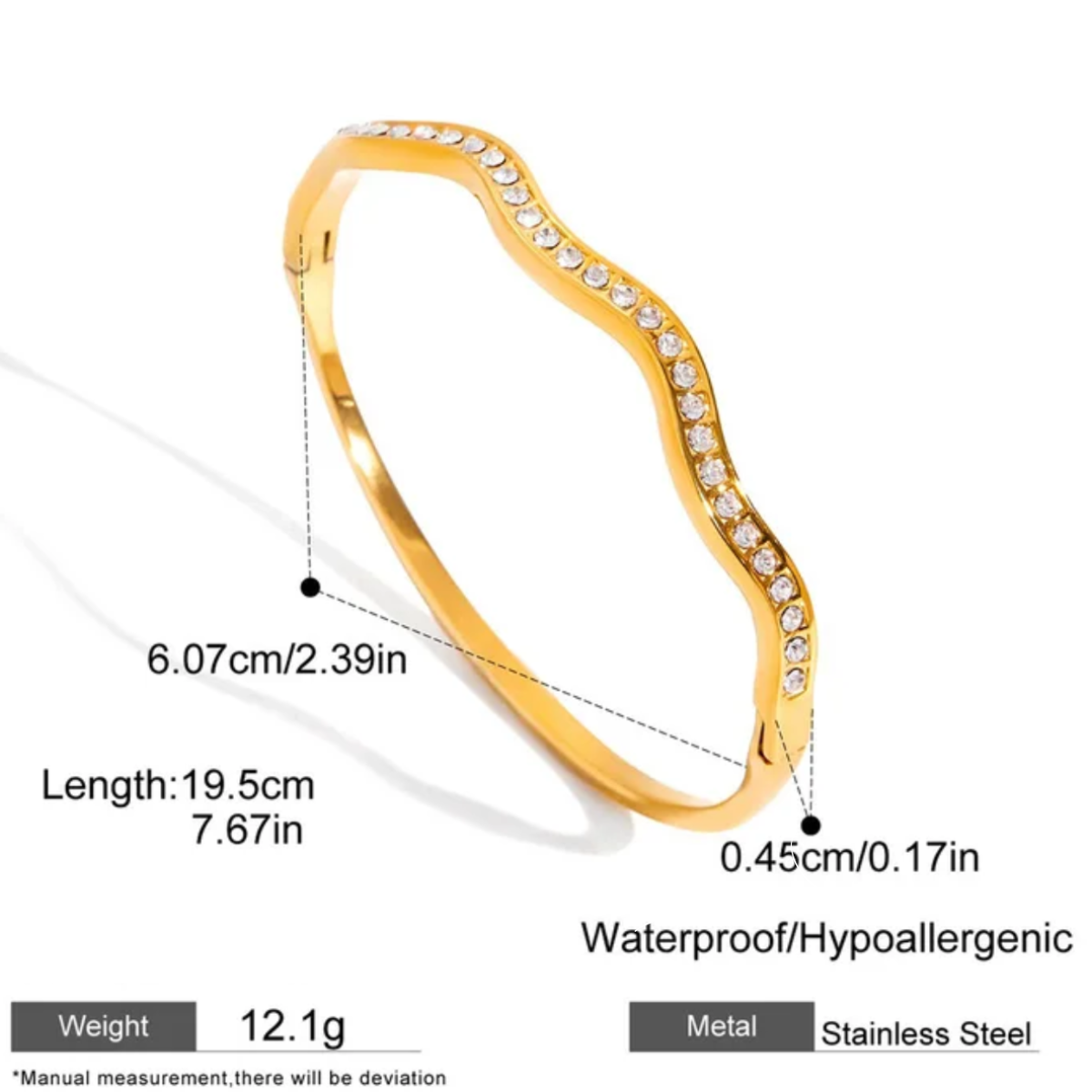 Ella Gold Wavy CZ openable Bangle