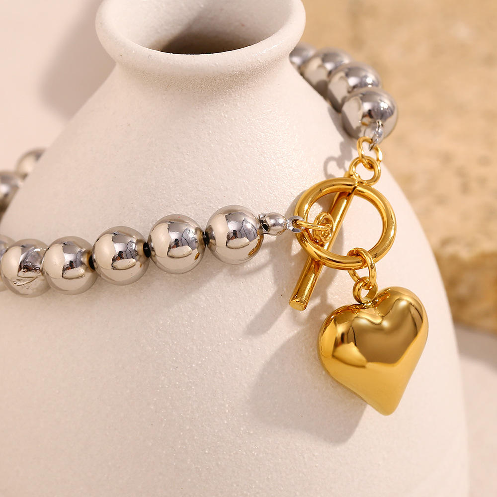 Elisa Dual-tone beaded heart necklace
