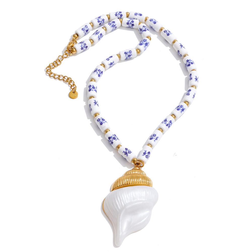 Porcelain Bloom Shell Statement Necklace