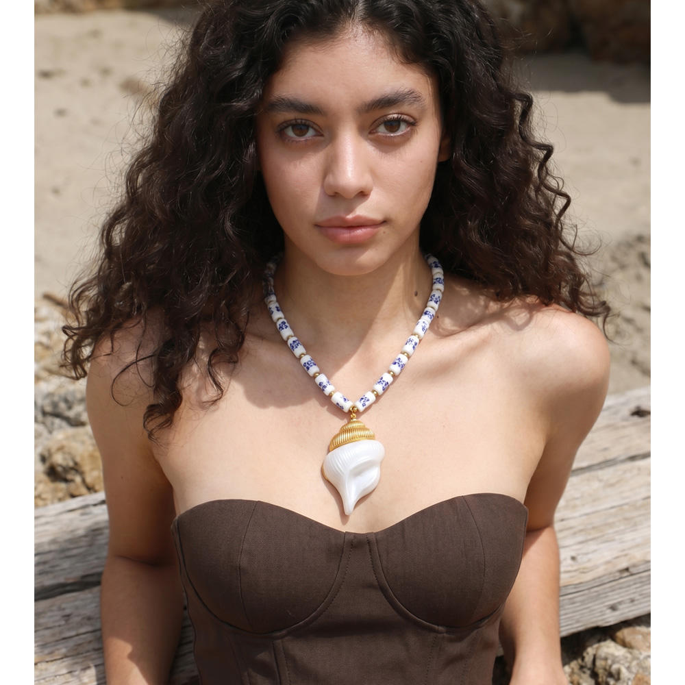 Porcelain Bloom Shell Statement Necklace
