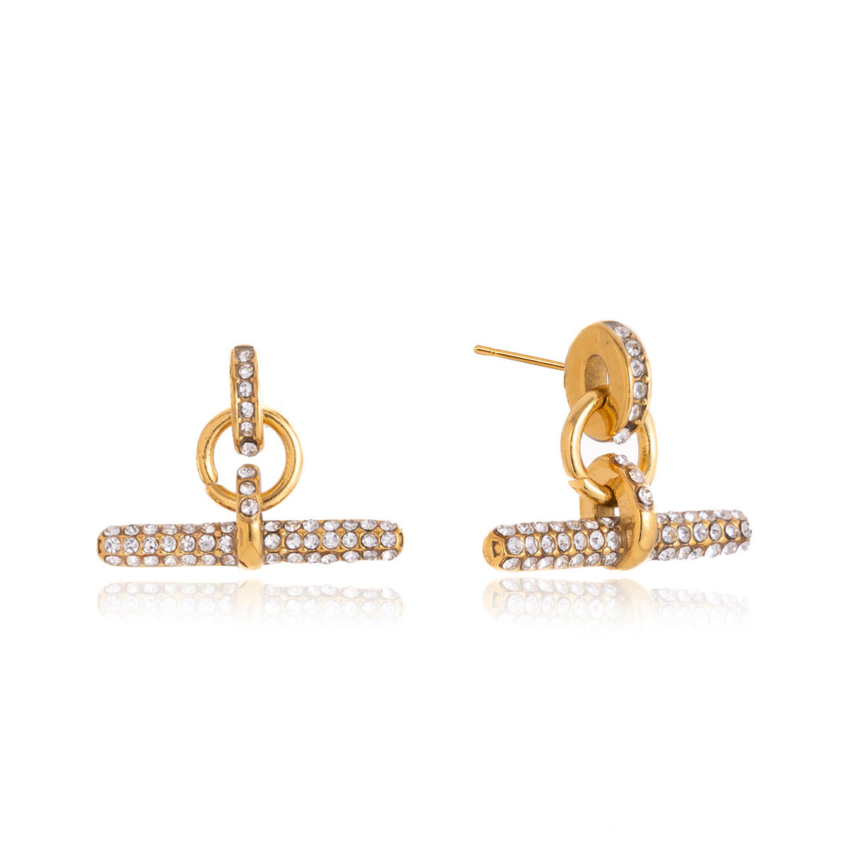 Ameline T Bar Earrings 18k pvd gold plated