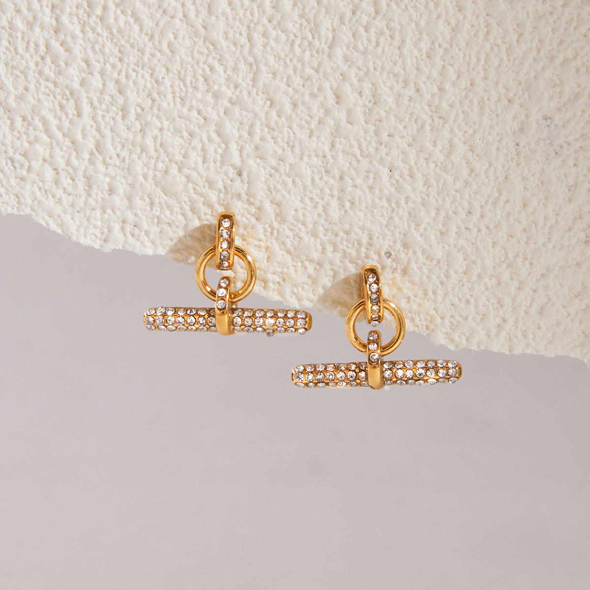 Ameline T Bar Earrings 18k pvd gold plated