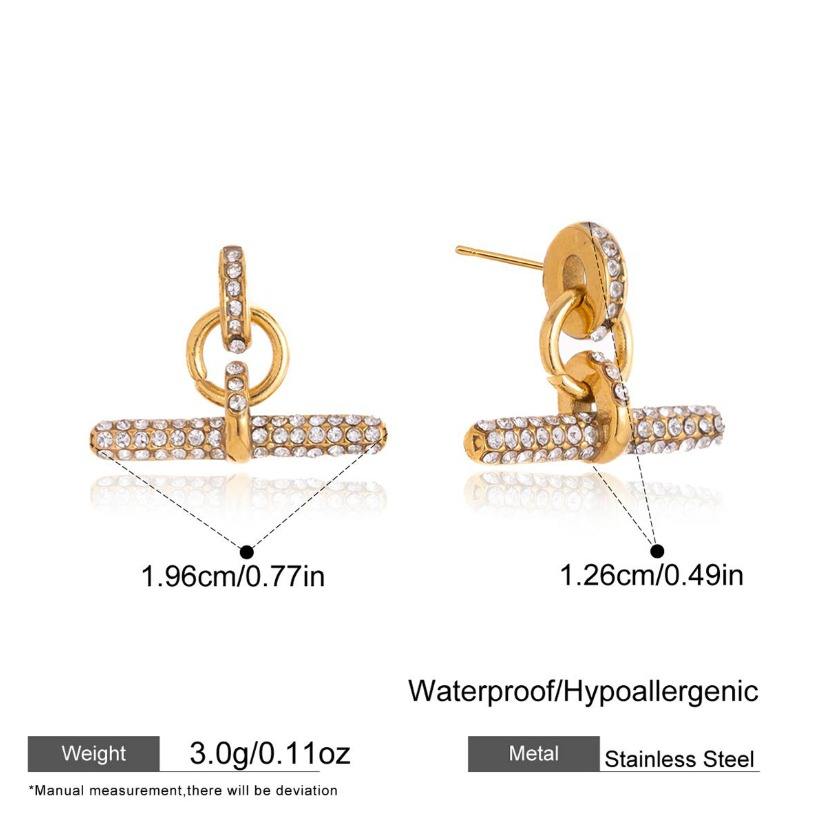 Ameline T Bar Earrings 18k pvd gold plated