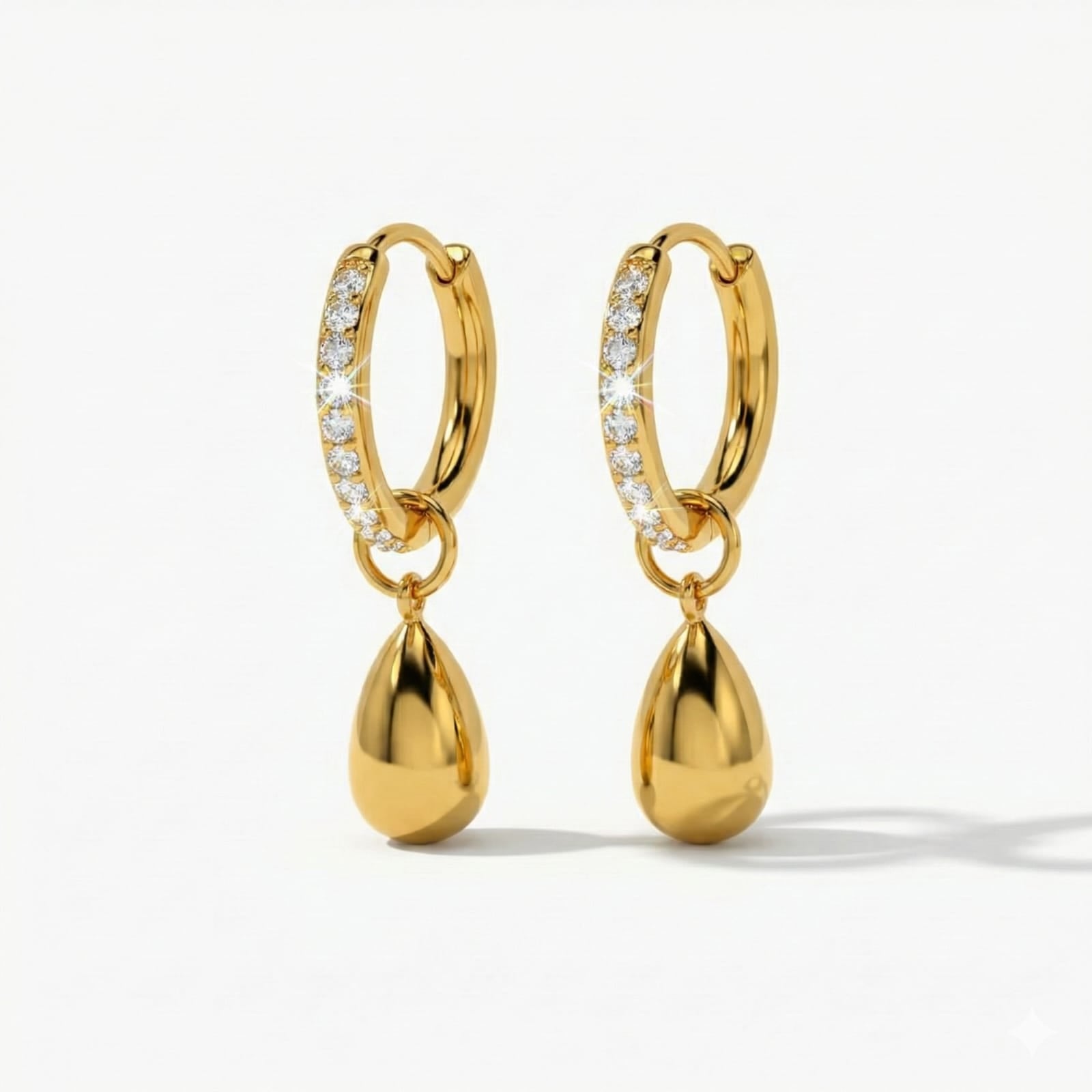 Teardrop Glow 18K PVD Gold Plated CZ Drop Earrings | Minimal Everyday Earring