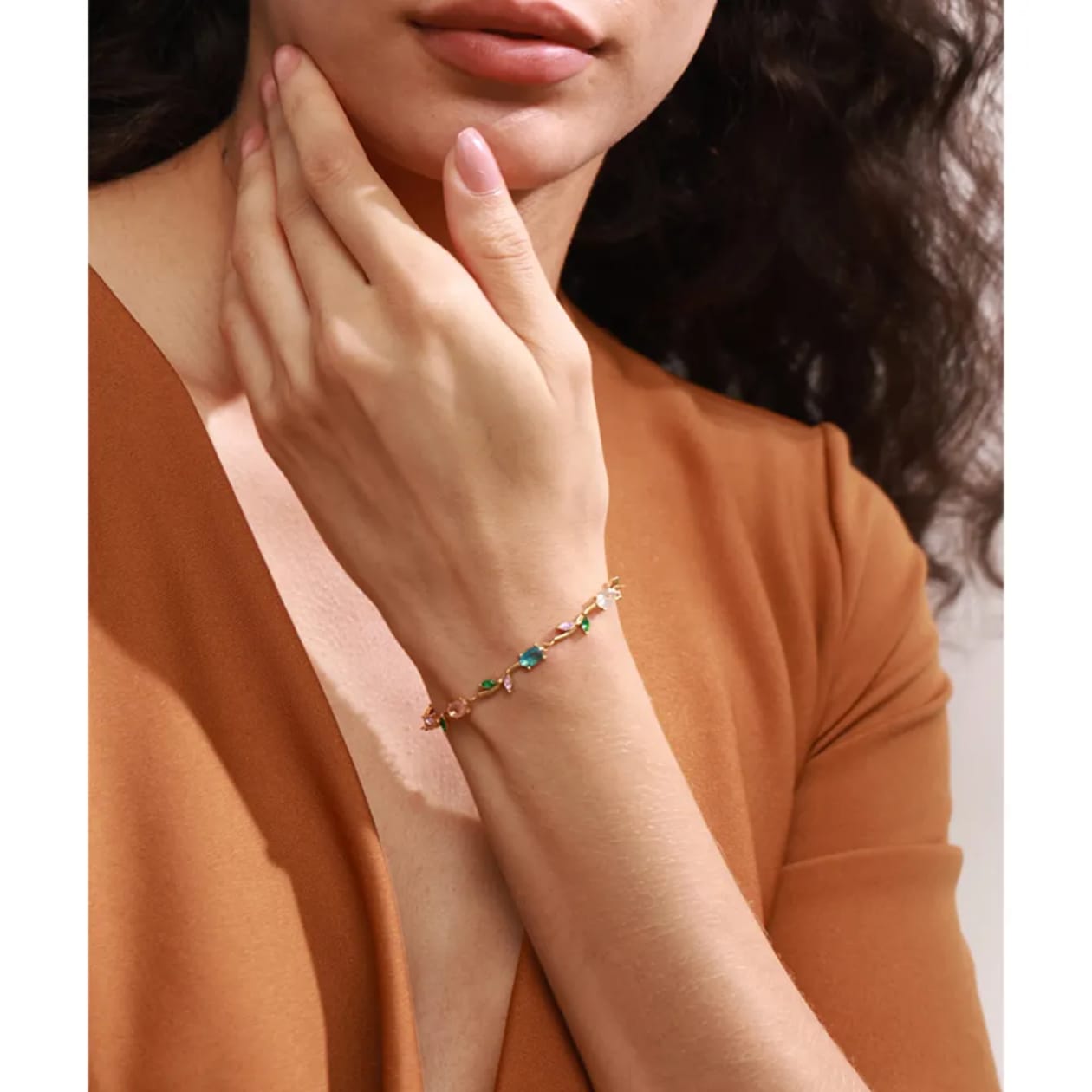 Multi-Color Gemstone Tulip Bracelet