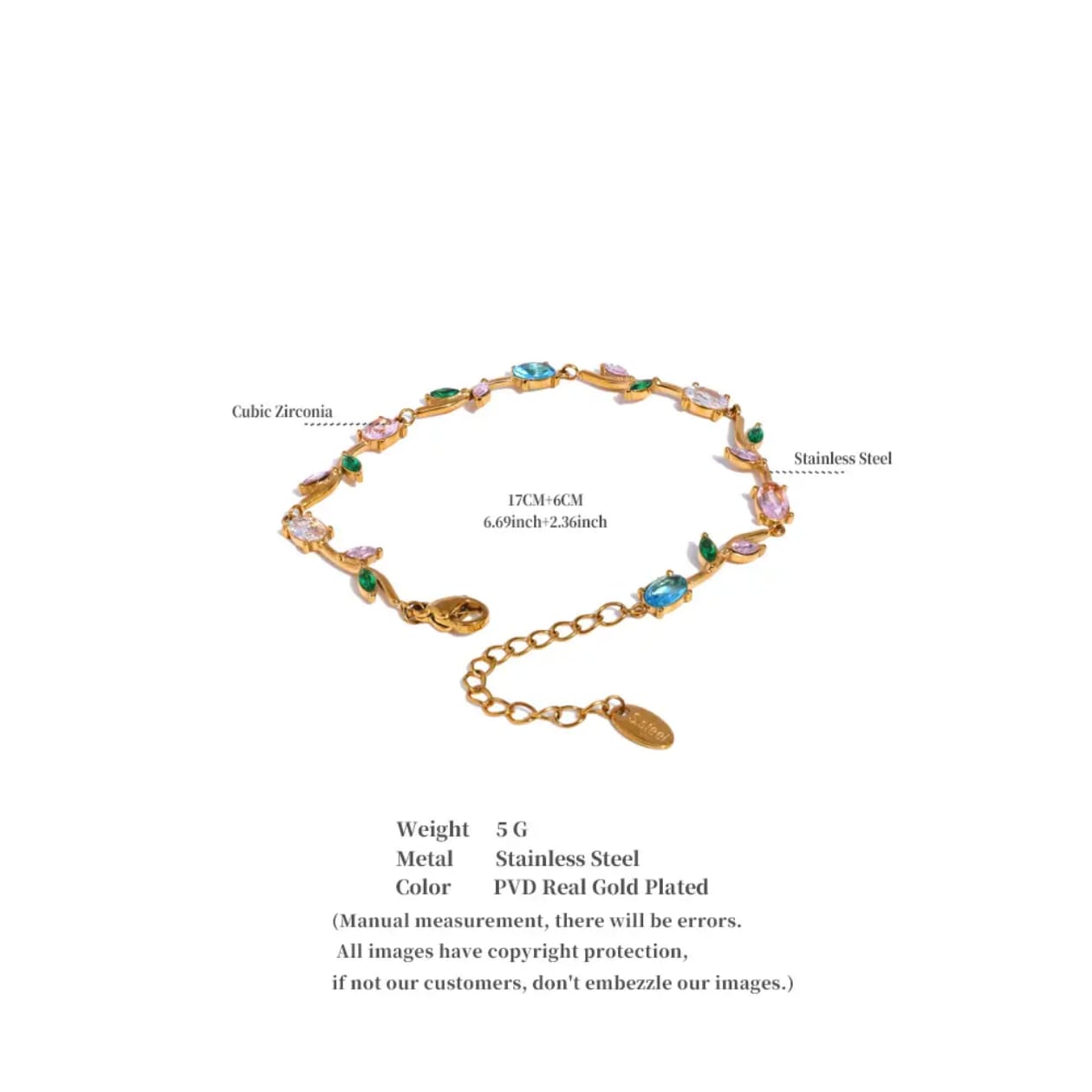 Multi-Color Gemstone Tulip Bracelet
