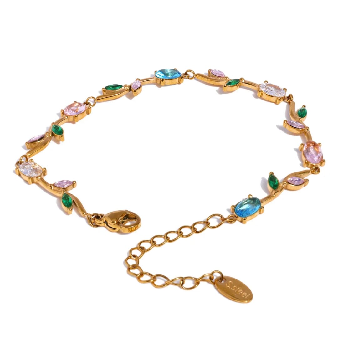 Multi-Color Gemstone Tulip Bracelet
