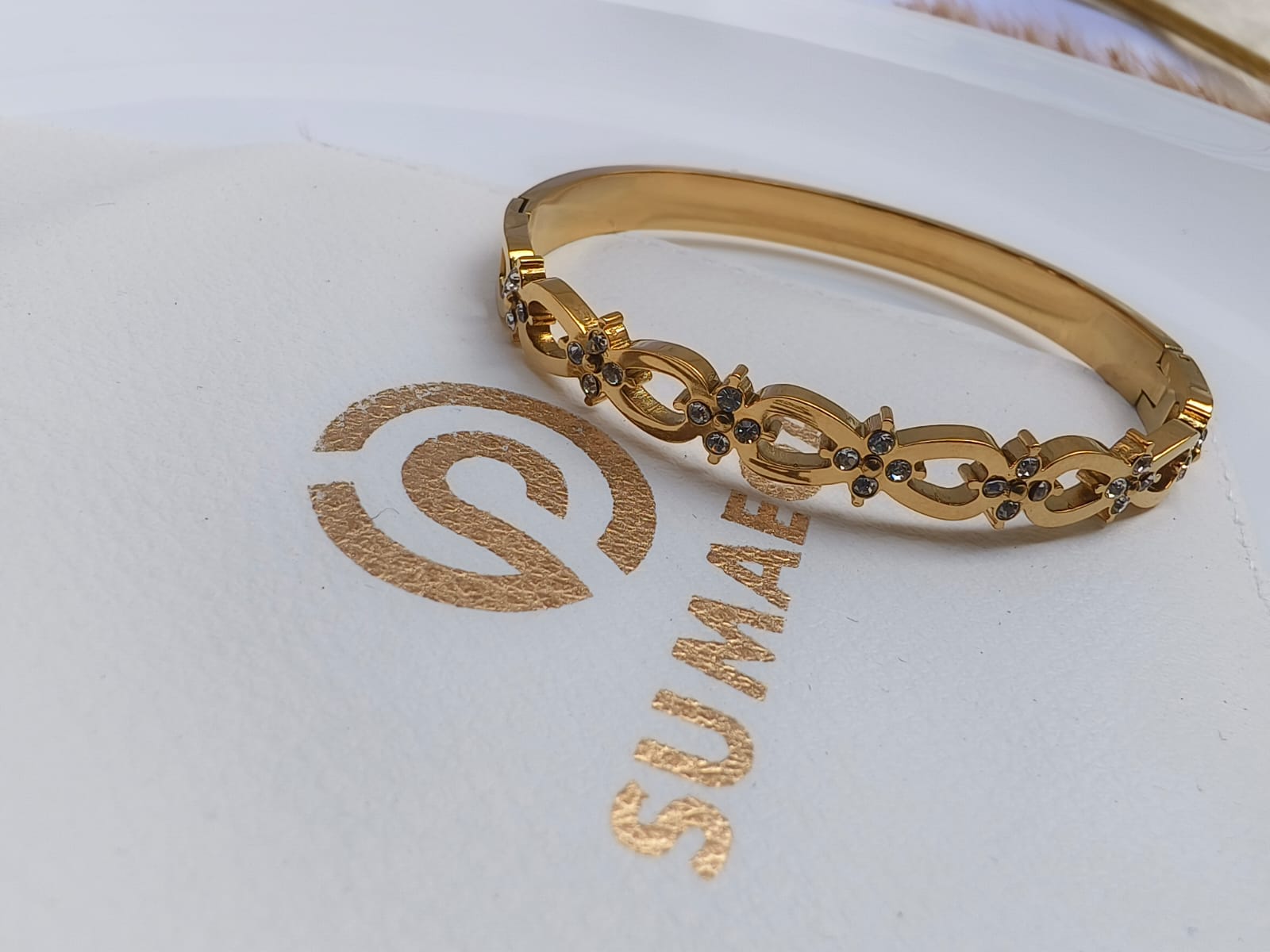 White Zircon Gold Tone -Everyday Bracelet